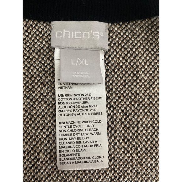 Chico's Plaid and Animal-Print Knit Ruana Wrap, Open Front Women's Size L/XL - Picture 10 of 10